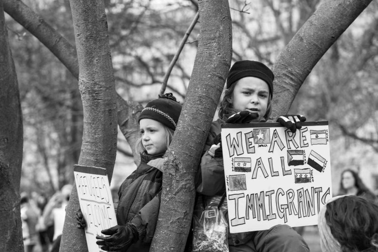 "We are all immigrants", Lafayette Square. Photo by Lorie Shaull.